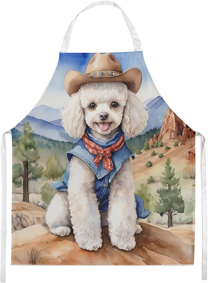 Caroline's Treasures Poodle Cowboy Welcome Apron Cooking Kitchen Server Baking Crafts Gardening for Adult Women Men, Unisex, Large, Multicolor