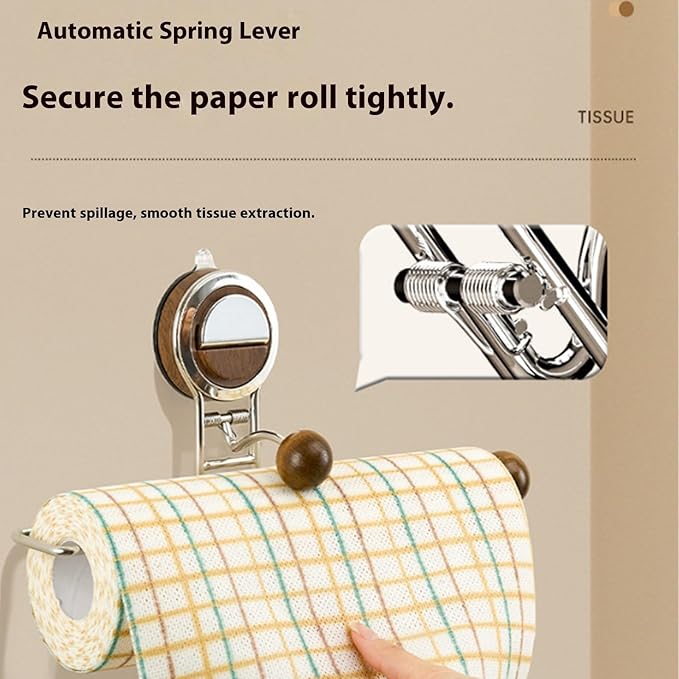 Space Efficient Kitchen Paper Towel Organizers Suction Wall Mount Rustproof Stainless Steel Wood Materials Stainless Steel Towel Rack