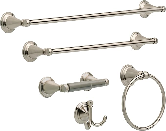 Delta Windemere (1-Pack) Hand Towel Holder SpotShield Brushed Nickel Towel Racks for Bathroom Wall Round Towel Ring Holder for Bath Towel Hanger for Kitchen, Bathroom Accessories 79646-BN