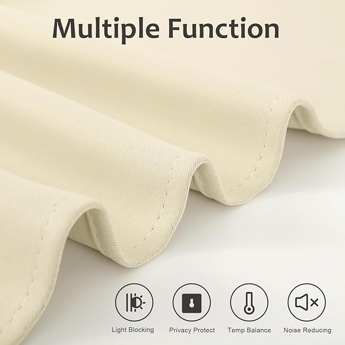 WdFour French Door Curtain - Blackout Thermal Insulated Door & Window Cover for Front/Side Doors - Noise Reducing & Energy Saving - Beige, 25x70 Inches, 1 Panel