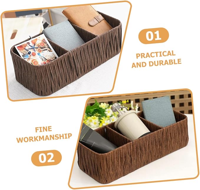 Capacity Woven Organizing Basket Woven Box for Desktop Decorative Storage