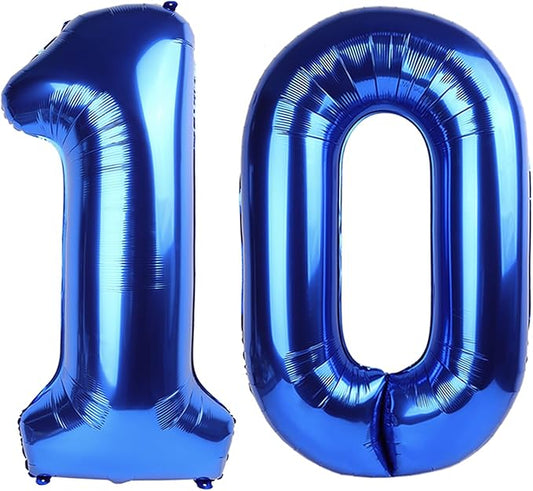 10 Balloons Number, 10th Birthday Decorations for Girl Boys, Dark Blue Birthdays Balloons 40 In for Engagement, Wedding, Celebration Party, Graduations, Photo Shoot