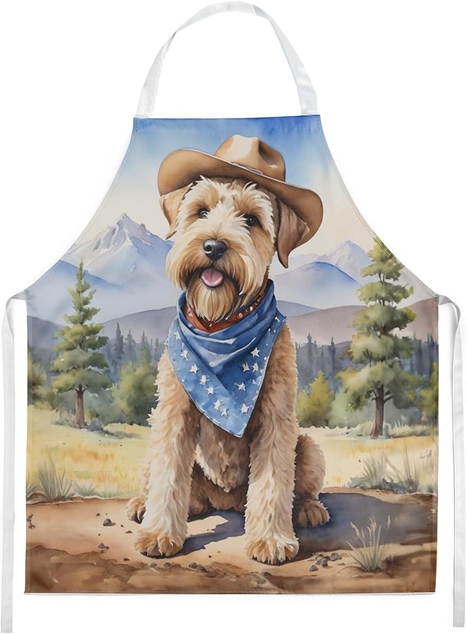 Caroline's Treasures Wheaten Terrier Cowboy Welcome Apron Cooking Kitchen Server Baking Crafts Gardening for Adult Women Men, Unisex, Large, Multicolor