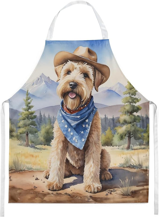 Caroline's Treasures Wheaten Terrier Cowboy Welcome Apron Cooking Kitchen Server Baking Crafts Gardening for Adult Women Men, Unisex, Large, Multicolor