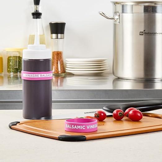 Restaurantware Silicone Squeeze Bottle Band 10 Count 2.75 Inch Dishwasher Safe Condiment Identification Band, Balsamic Vinegar Purple Non-Slip Band for Condiment Labeling at Restaurants, Food Trucks