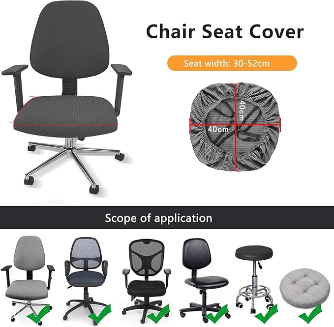 Newfashion Waterproof Dining Chair Seat Covers Set of 4, Stretch Dining Room Cushion Slipcovers Non-Slip Elastic Seat Cover for Kitchen Chairs Washable Parson Chair Protectors(Grey-4PCS)