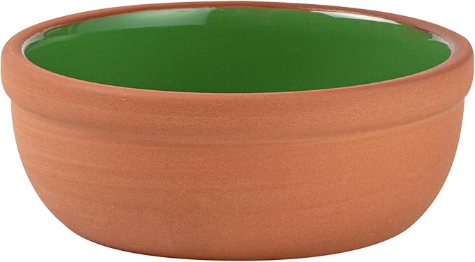 Restaurantware-Terra Tek 5.1 Ounce Terracotta Cazuelas, 2 Green Glazed Clay Pots For Cooking - Oven-Ready, Microwavable, Terracotta Serving Pots, Dishwashable, For Cooking And Serving