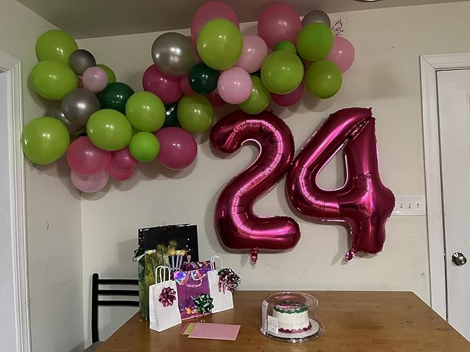 Hot Pink 4 Balloon Number for 4th Birthday Decorations, 40 Inch Big Number Balloons Four for 4 14 40 Anniversaries Celebration Graduation Wedding
