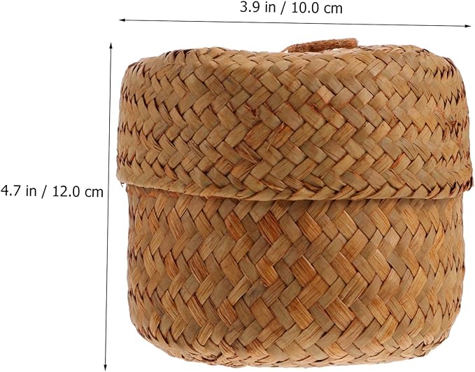 Cabilock 2pcs Handmade Woven Storage Basket Mini Seagrass Flower Packing Box for Sundries Home Decor and Gifting Attractive Natural Design for Organizing and Displaying