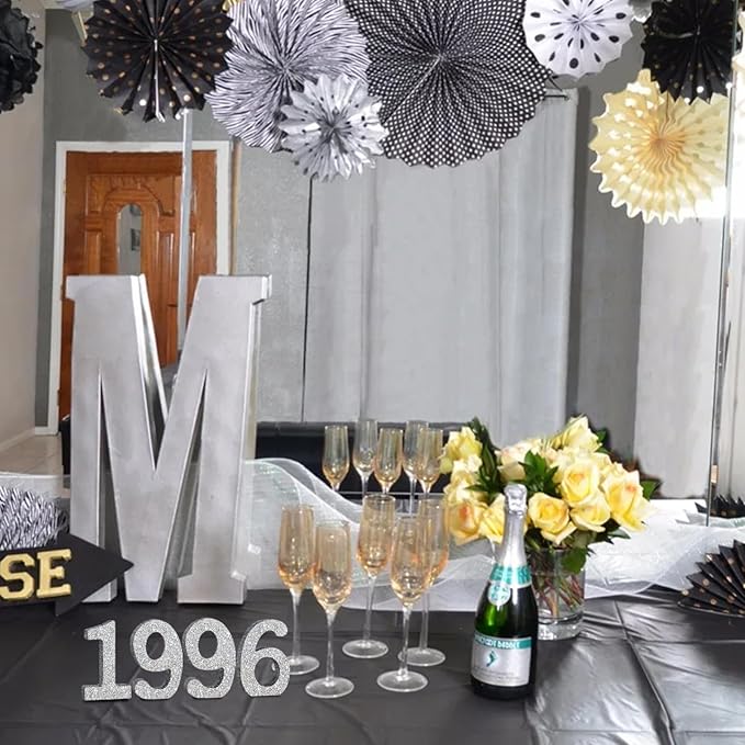 TONIFUL 4 Inch 1996 Silver Glitter Table Centerpiece Sign 1996 Number Block for 30th Birthday Decoration,Thirty Years Old Birthday Table Decoration,Class of 1996 Reunion Decorations or Anniversary