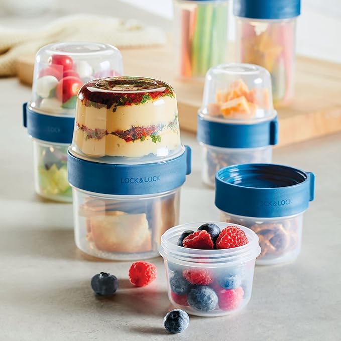 LOCK & LOCK LocknLock Easy Essentials Twist Two Way Food Storage Container, BPA-Free/Dishwasher Safe, 12-Piece Set - Mixed Sizes, Clear