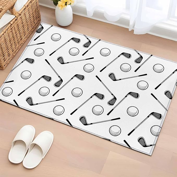 Area Rug 2x3ft, Golf Club Ball Seamless Pattern Washable Rugs for Living Room Bedroom, Modern Minimalist Art Soft Non-Slip Area Rugs Rectangle Floor Carpet for Dining Room