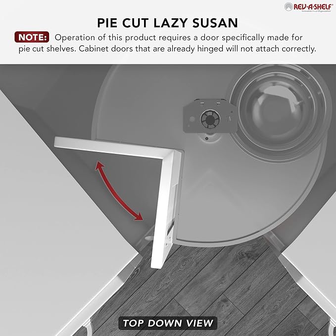 Rev-A-Shelf 2 Tier Pie-Cut Lazy Susan for Corner Base Cabinets, Plastic, 24" Double Shelf Swivel Kitchen Spice/Can Organizer, Almond, 6942-24-15-52