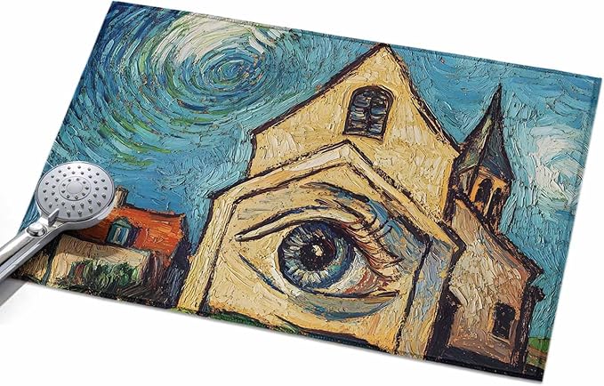Area Rug 2x3ft, Abstract Farmhouse Starry Night Eye Washable Rugs for Living Room Bedroom, Rustic Oil Painting Art Soft Non-Slip Area Rugs Rectangle Floor Carpet for Dining Room