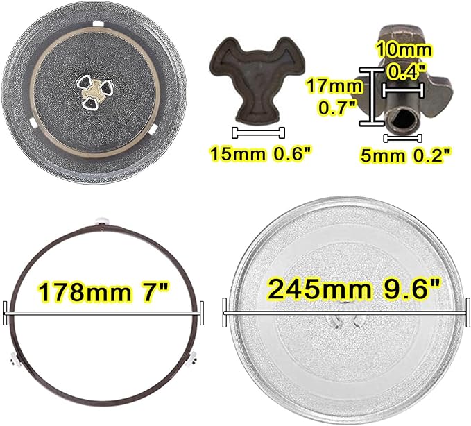 Microwave Glass Turntable Plate With 3 Fixtures, Microwave Glass Plate De Replacement Microwave Plate, 245mm 255mm 270mm Diameter, Microwave Glass Tray, Heat Resistance, Easy To Care For