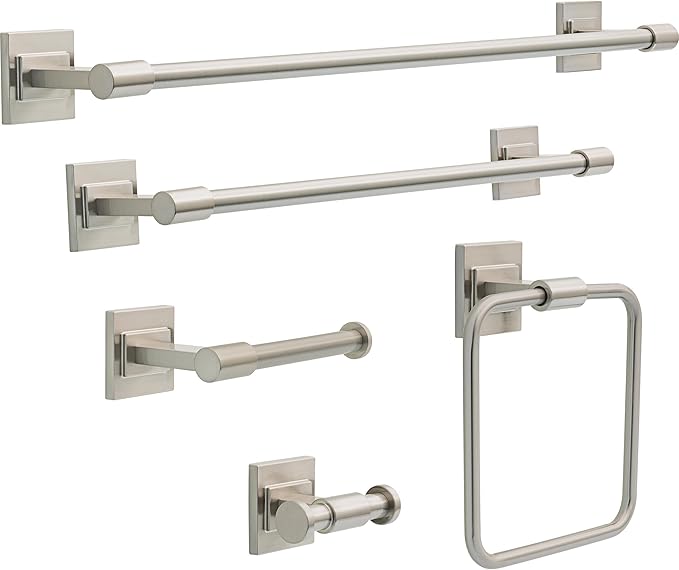 Delta Faucet McLaren (1-Pack) Toilet Paper Holder, SpotShield Brushed Nickel, Wall Mounted Euro Single Post Design MCL50-BN