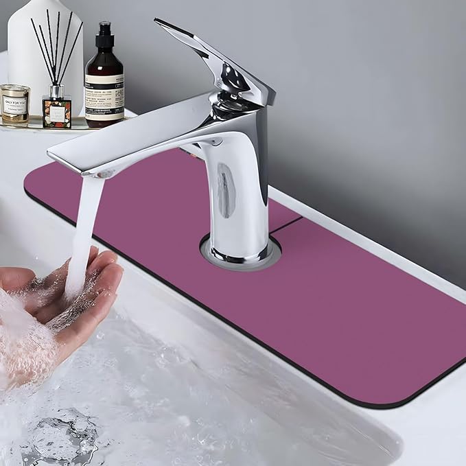 Solid Color Grape red Printed Faucet Absorbent mat, Suitable for bathrooms, Kitchens, and Other Sink Areas.