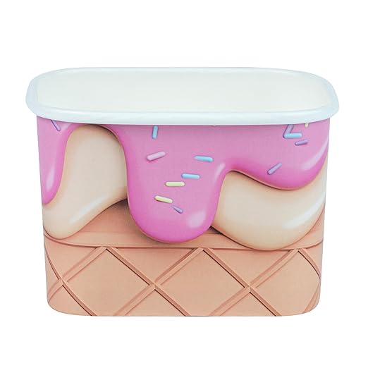 Coppetta 12 Ounce Dessert Cups, 50 Greaseproof Ice Cream Cups - Lids Sold Separately, For Hot And Cold Foods, Vanilla Strawberry Swirl Paper Yogurt Bowls, Disposable, Sturdy - Restaurantware