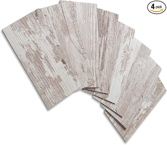 AULIGET 3" x 6" Subway Tile Peel and Stick Backsplash, Thick PVC Stick on Wall Tiles (4, Brown Birch)