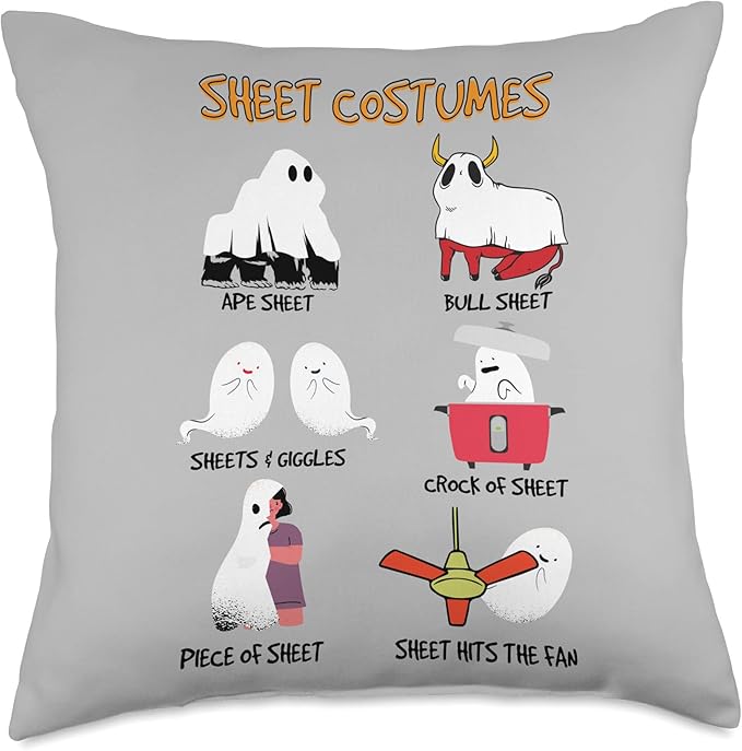 Funny Sheet Costumes Ghost Halloween Sheet Costumes Throw Pillow