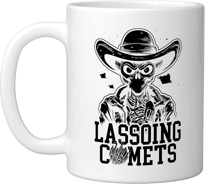 Alien Lover Flying Saucer UFO Extraterrestrial Cowboy Ceramic Mug, White