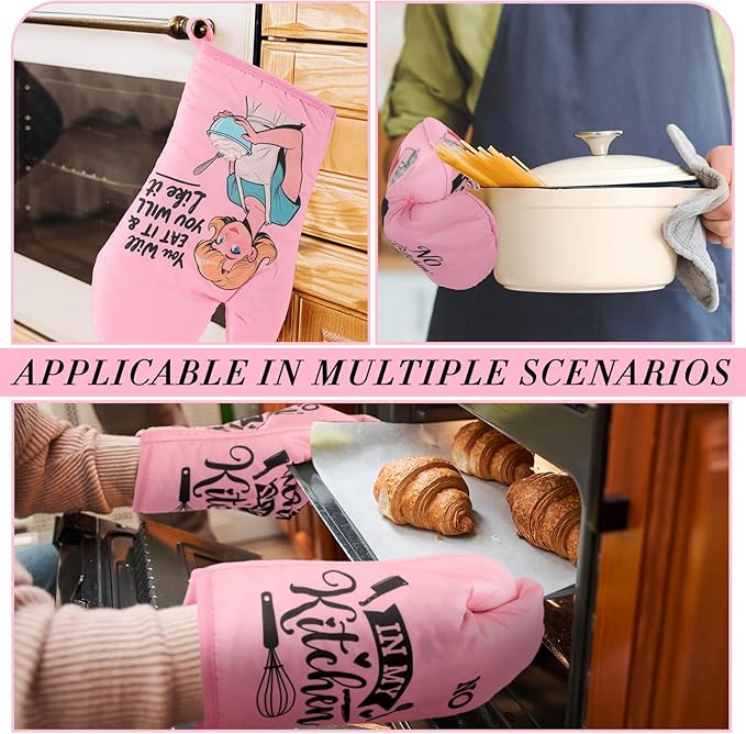 LemonRoad 12 Pcs Oven Mitt, Funny Kitchen Cooking Oven Mitts, Pink Kitchen Accessories, Cute Baker Stuff, House Warming Gifts New Home Mothers Day Birthday Present for Women Mom
