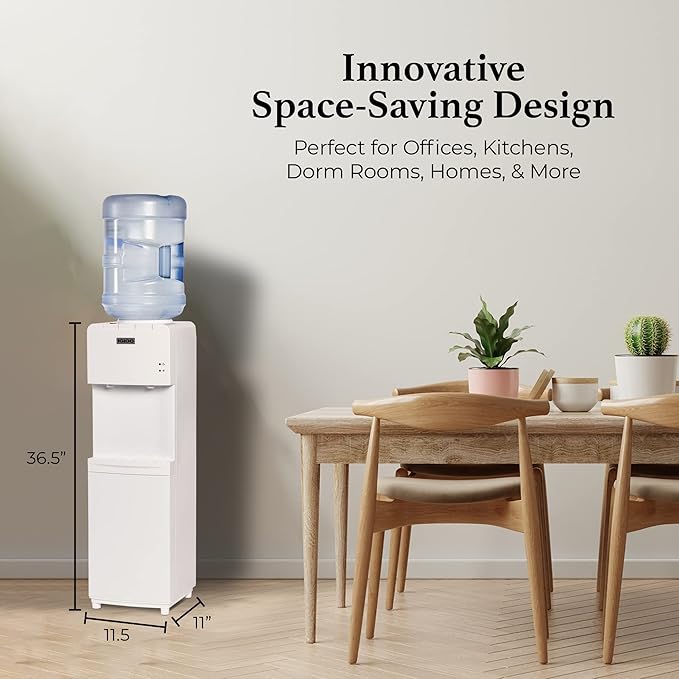 Igloo Top Loading Water Cooler with Removable Drip Tray & Energy-Saving Features- Water Tower with Hot & Cold Temperature Settings- Water Dispenser Fits 3 & 5-Gallon Jugs with Child Safety Lock- White