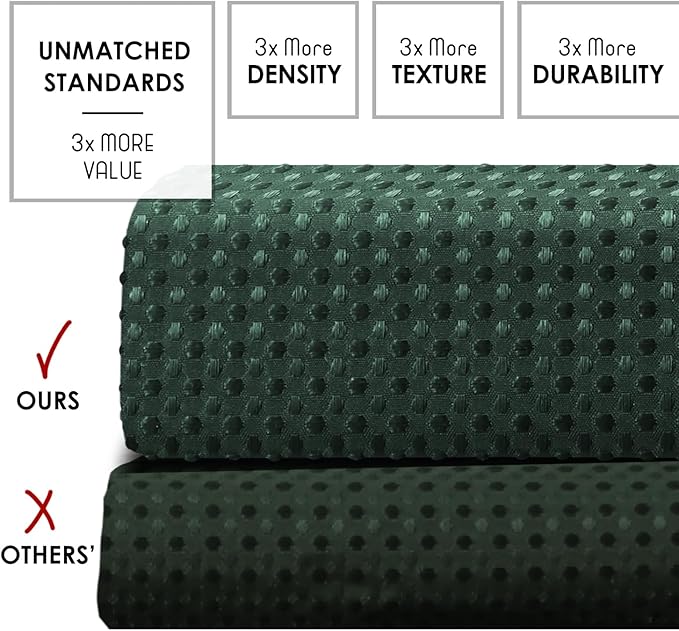 Clara Clark Hunter Green Shower Curtain Set with Black Shower Caddy Hanging - Fabric Shower Curtains and Stainless Steel Shower Caddies, Bathroom Shower Curtain Sets with Corner Shower Caddy Dorm