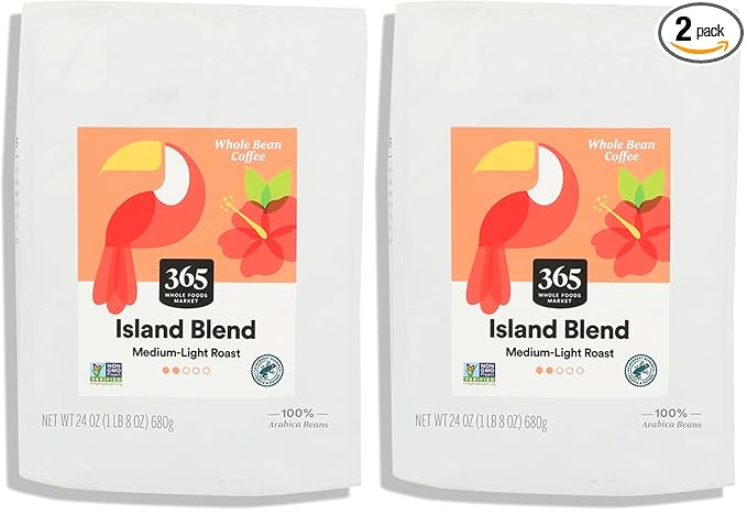 365 by Whole Foods Market, Island Blend Whole Bean Coffee, 24 Ounce (Pack of 2)