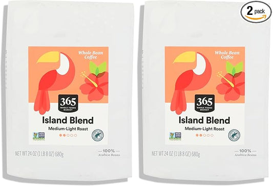 365 by Whole Foods Market, Island Blend Whole Bean Coffee, 24 Ounce (Pack of 2)