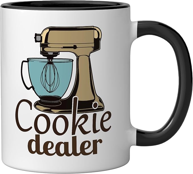 Cookie Dealer, Men Women Baking Cooking, Pastry Chef, Baker Ceramic Mug, Black/White