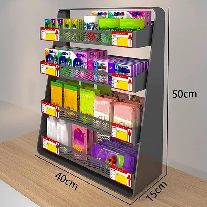 3-Tier Candy Display Rack Snack Holder, Multifunctional Counter Snack Organizer Chip Holder, Adjustable Metal Shelf Cupcake Display Stand, for Party/Kitchen/Stores/Office