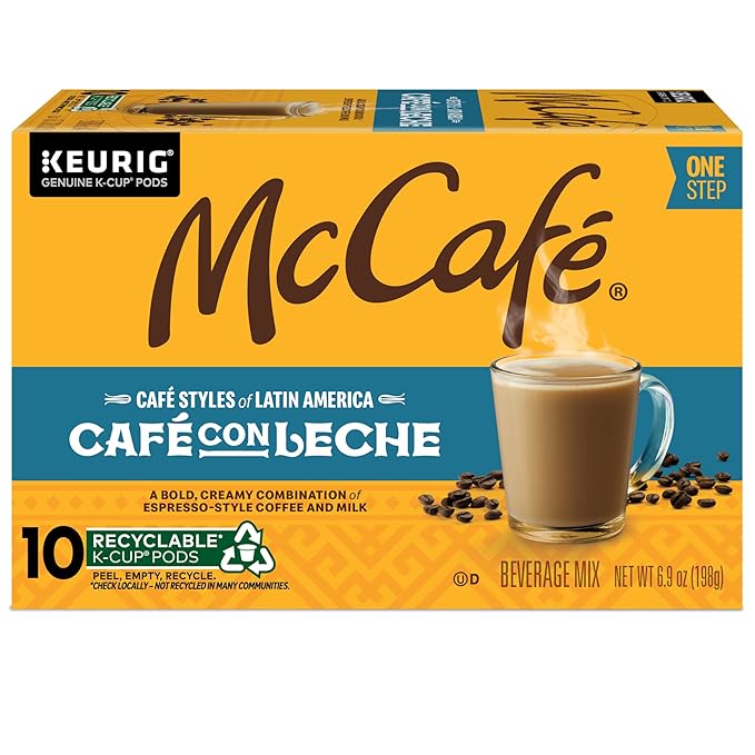 McCafe Cafe Styles of Latin America Cafe con Leche, Keurig Single Serve K-Cup Coffee Pods, 60 Count (6 Packs of 10)