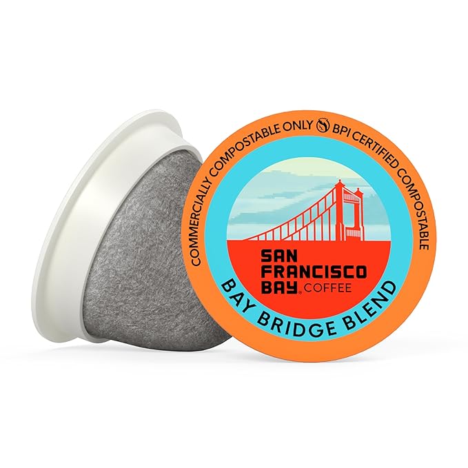 San Francisco Bay K-Cup Coffee Pods, Bay Bridge Blend (80 ct), Medium Roast, Commercially Compostable Single-Serve Coffee Pods