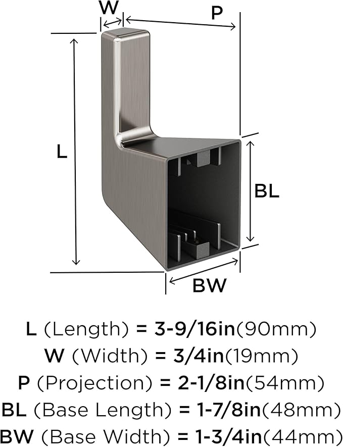 Amerock BH36000G10 | Brushed Nickel Single Robe Hook | 3-9/16 in. (90 mm) Length Towel Holder | Blackrock | Towel Hook for Bathroom | Bathroom Hardware | Bath Accessories