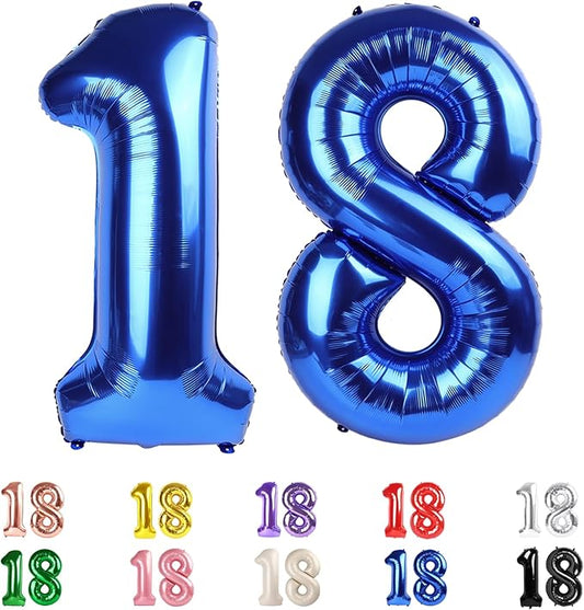 18 Balloon Numbers, Numbers 18 Balloons 40 In, 18th Birthday Decorations for Boys Girls, 81st Dark Blue Birthday Big Party Decorations for Engagement, Celebration Party, Graduations