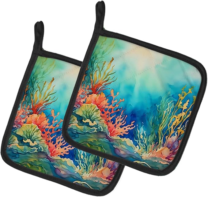 Caroline's Treasures Seaweed Pair of Pot Holders Kitchen Heat Resistant Pot Holders Sets Oven Hot Pads for Cooking Baking BBQ, 7 1/2 x 7 1/2
