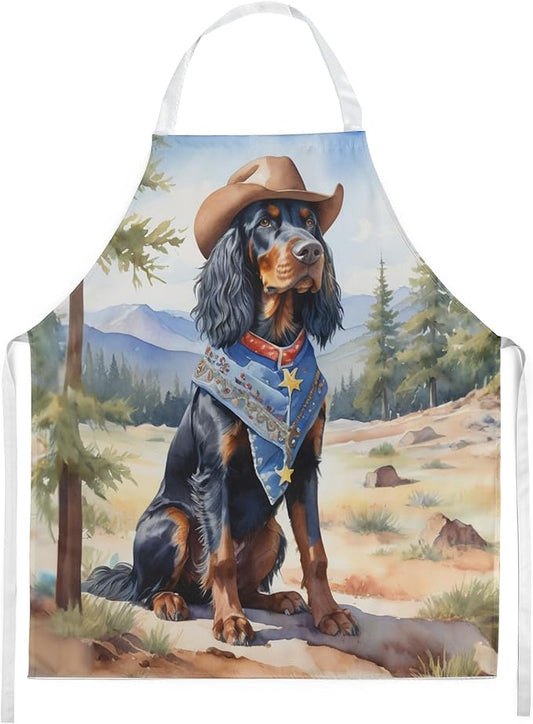 Caroline's Treasures Gordon Setter Cowboy Welcome Apron Cooking Kitchen Server Baking Crafts Gardening for Adult Women Men, Unisex, Large, Multicolor