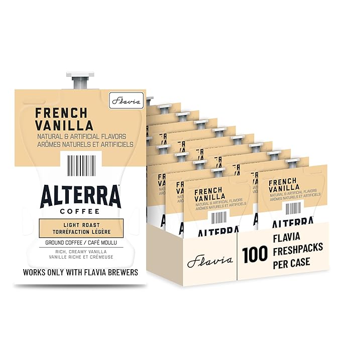 Flavia Alterra French Vanilla Coffee Freshpacks works only with Flavia Brewers, Light Roast (Case of 100)