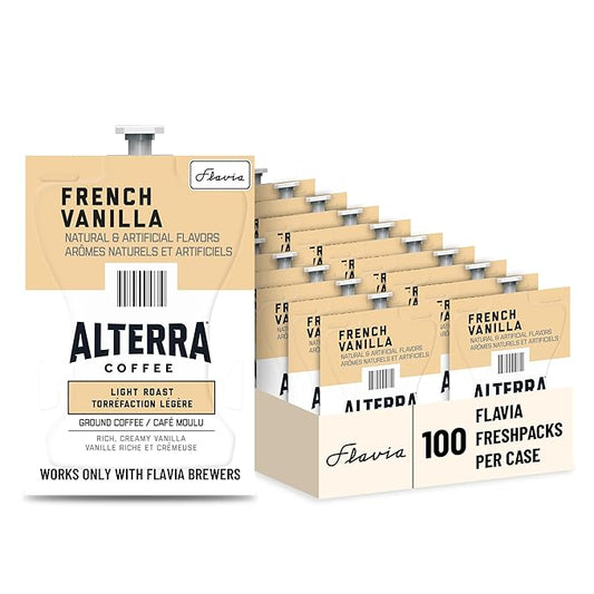 Flavia Alterra French Vanilla Coffee Freshpacks works only with Flavia Brewers, Light Roast (Case of 100)