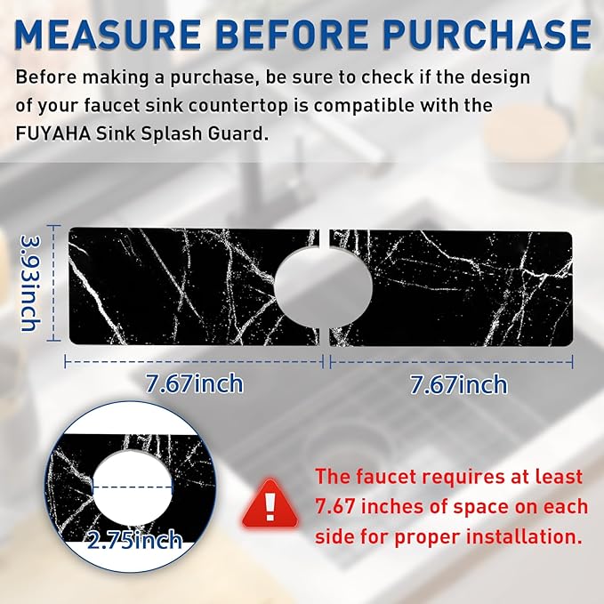 Kitchen Sink Splash Guard - Kitchen Faucet Mat, Diatomaceous Earth Kitchen Sink, Faucet Handle Drip Catcher, Bathroom Sink Faucet Mat for Countertop (15.75 * 3.93 in, Black)