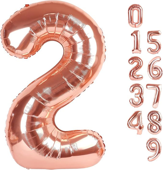 2 Numbers Balloon 40 Inch Rose Gold Two Balloon Number Birthday Decor, 2nd 12 21st Party Celebration Decorations Graduations Wedding Baby Shower