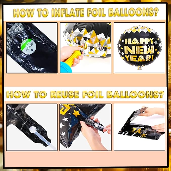 2026 Happy New Year Balloons Decorations Kit, 2026 New Years Eve party supplies, New Years Decorations 2026 Set with 2026 Foil Balloons Happy New Year Banner Champagne Curtains Backdrop for NYE Decor