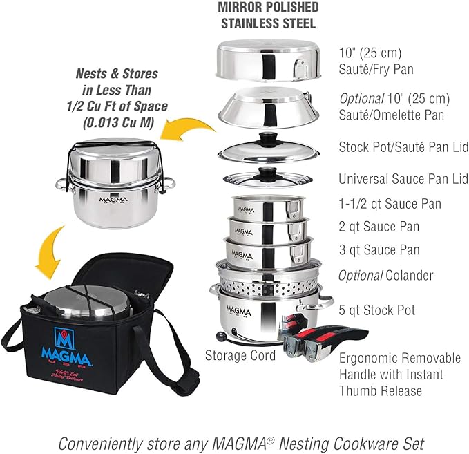 MAGMA A10-364 Padded Storage Case | Protective Carry Bag Nesting Cookware Sets | Ideal for Boat, RV, Camping & Home Organization