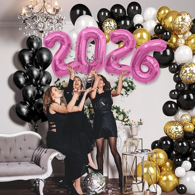 2026 Balloons, 40 Inch 2026 Number Balloons Pink 2026 Balloon Large Foil New Year Balloon Numbers 2026 Mylar Baloons for Birthday Christmas Graduation New Years Eve Party Supplies Decorations