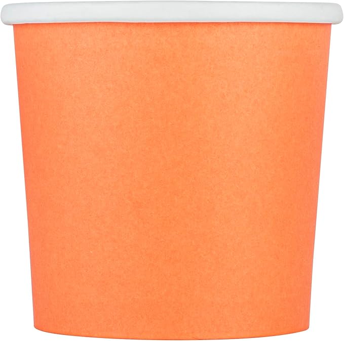 Restaurantware Bio Tek 12 Ounce Disposable Soup Cups 200 Microwavable Paper Soup Cups - Vented Lids Sold Separately Hot And Cold Foods Orange Paper To Go Soup Containers For Desserts Or Treats