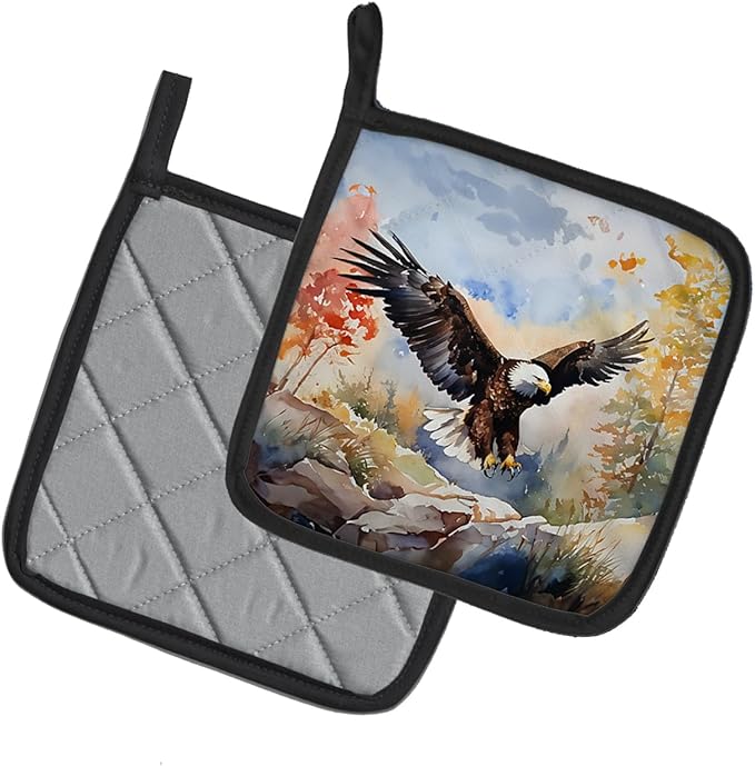 Caroline's Treasures Eagle Pair of Pot Holders Kitchen Heat Resistant Pot Holders Sets Oven Hot Pads for Cooking Baking BBQ, 7 1/2 x 7 1/2