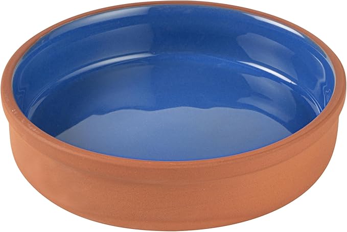 Restaurantware-Terra Tek 15.2 Ounce Terracotta Cazuelas, 2 Blue Glazed Clay Pots For Cooking - Oven-Ready, Microwavable, Terracotta Serving Pots, Dishwashable, For Cooking And Serving