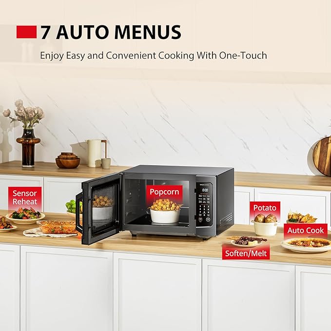 TOSHIBA Flatbed/No Turntable Design Microwave Oven with Inverter Technology, Smart Sensor, Mute Function, 1200W, 1.3 Cu.Ft., Black Stainless Steel, ML-EM13PAITF(BS)