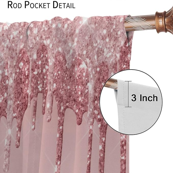 High Heels Blackout Curtain,Rose Gold Drips Women Girls Print Window Curtains Cloth Farbic for Bedroom Cafe Dining Room Office Living Room Kitchen Drapes, 42x54 in